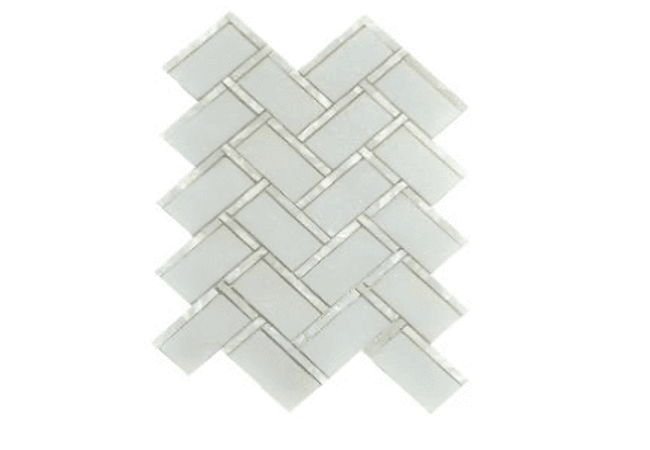 Mango Tile Shell and Thassos White Herringbone MG673