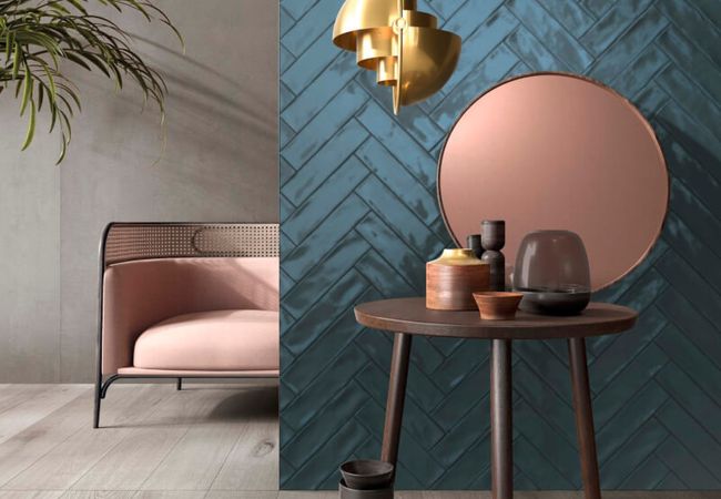 Midgley West Crossroad Brick Blue Tile 3"x12" - Glossy view 2