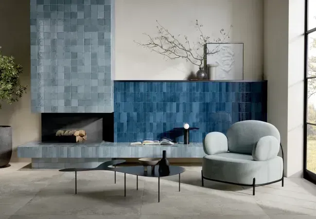 Midgley West Small Trend Light Blue Tile 5"x4.25" Hexagon - Bright view 2