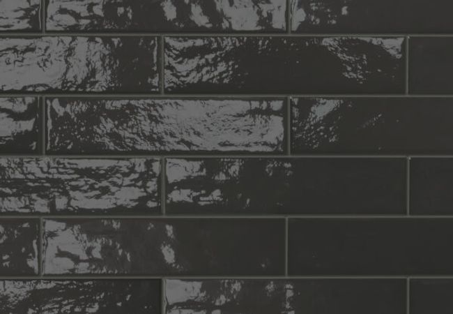 Midgley West Elements Design Black Tile 3"x12" Brick - Glossy