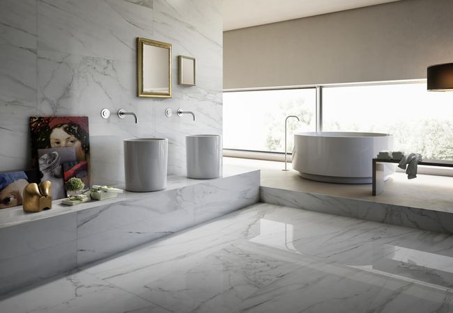 Midgley West Forte Dei Marmi White Tile 24"x24" - Polished view 2
