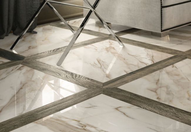 Midgley West Imperial Calacatta Bianco Mosaic Tile 1"x1" - Polished view 2