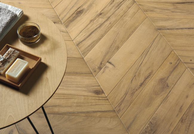 Midgley West Revival Silktech Biondo Tile 4"x21" Chevron - Natural view 2