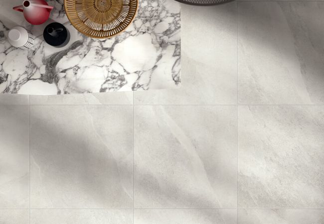 Midgley West Slash Ivory Asymmetrical Mosaic Tile 12"x12" - Natural view 2