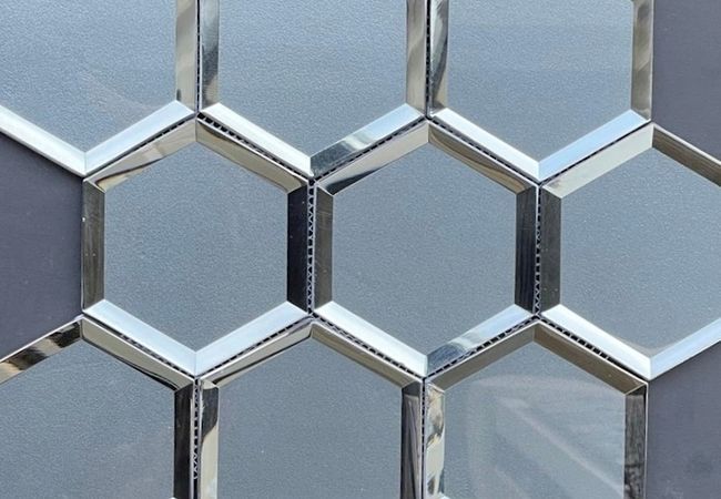 Neshada Tile Diamante Grigio Hex Glass Mosaic DGMTHEXBELEGLA4