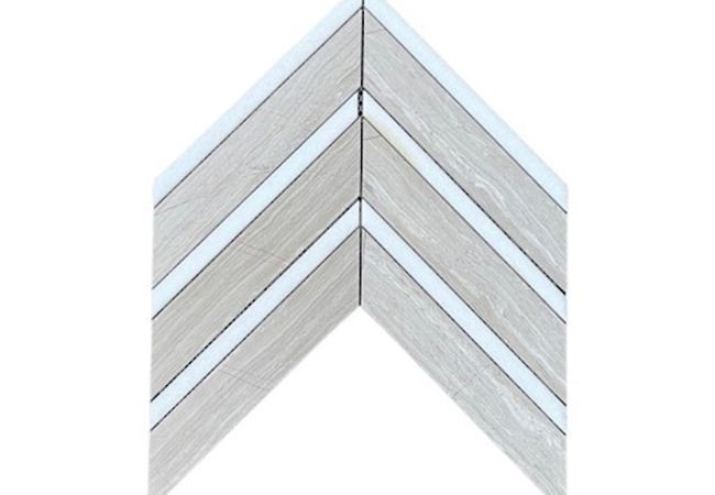 Neshada Tile Escarpment Thassos Chevron DGMTWOOWHITHACHE