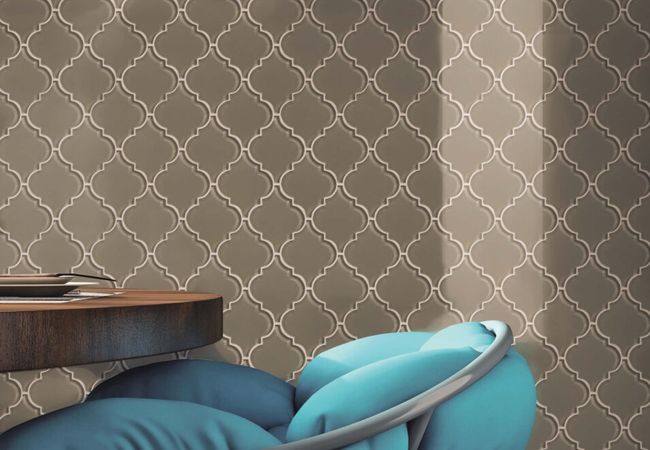 Neshada Tile Galaxy Carbon Arabesque 4" Glass Mosaic