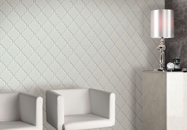 Neshada Tile Galaxy Ice Arabesque 4" Glass Mosaic