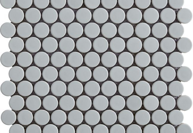 Neshada Tile Penny Round White Gloss 1" Porcelain Mosaic