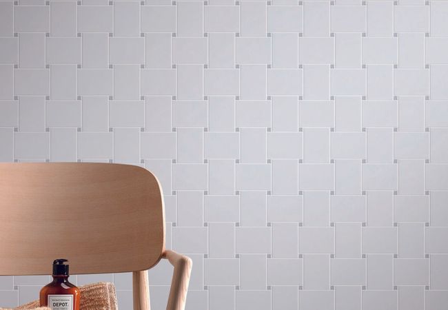 Neshada Tile Thassos Large Basketweave Polished Marble Mosaic