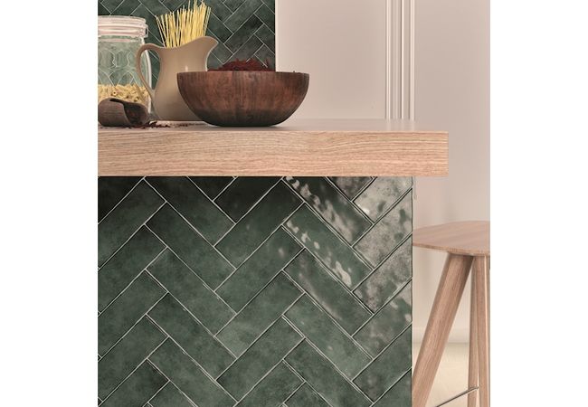 Neshada Tile Borgo Green Crackle Gloss 2.5" x 8" Porcelain