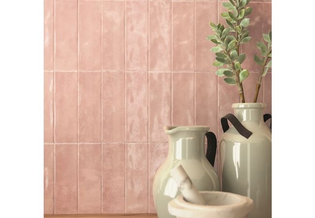 Neshada Tile Borgo Pink Crackle Gloss 2.5" x 8" Porcelain