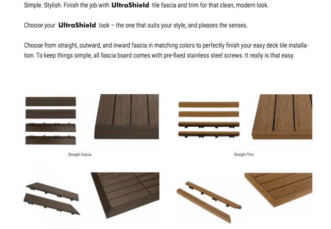 NewTechWood Outward Fascia Compatible with All Deck Tile and available in all Colors QD OF ZX