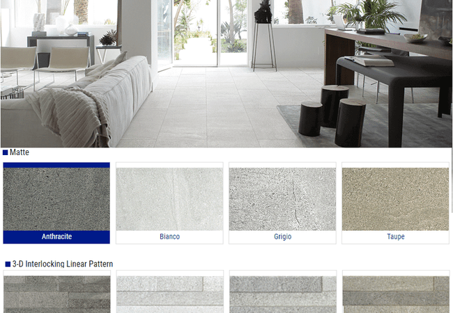 Olympia Eco stone Matte Porcelain Tiles Color: Anthracite, Bianco, Grigio, Taupe Size: 18x36, 12x24