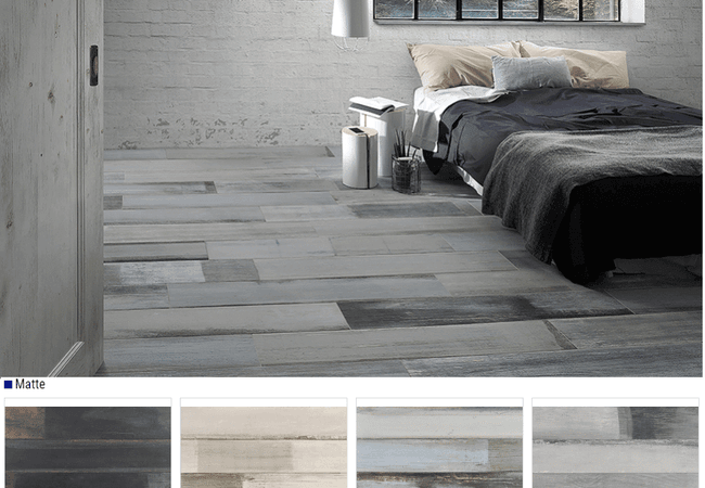 Olympia Spectrum Matte Wood Look Porcelain Tiles Color: Burned, Glacier, Lagoon, Smokey Size: 8x48