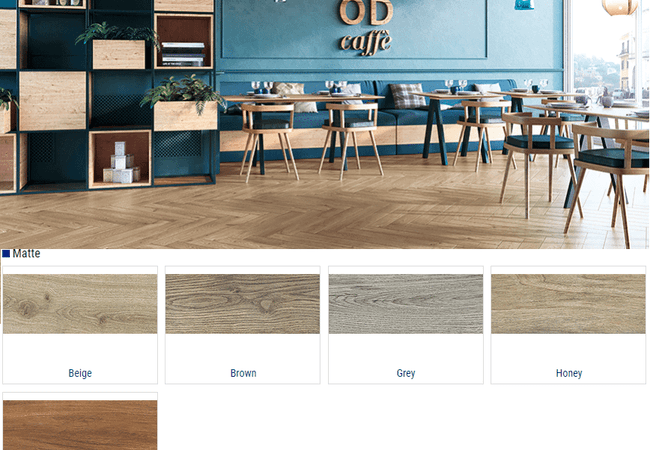 Olympia Wood Essence Matte Wood Look Porcelain Tiles Color: Beige, Brown, Grey, Honey, Walnut Size: 4x28