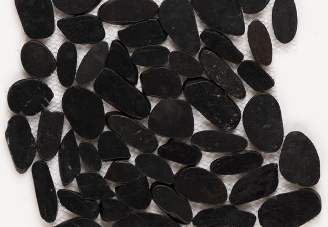 Richmond Tile Pebble Zen Tahitian Black Sand 12"x12" Mosaic Polished