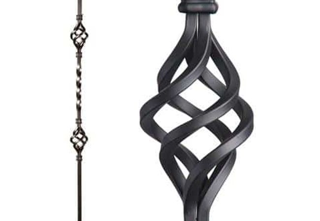 Stair Hollow Iron Baluster 42" Tall Double Basket