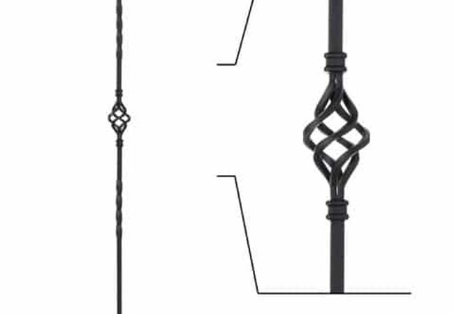 Stair Iron Baluster 42" Tall Single Basket