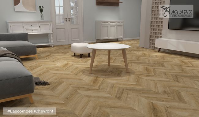 Aquafix Grand Cru Chevron Lascombes Luxury Vinyl Plank view 2