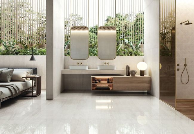 Urban Zebra Travertino Porcelain Tile Bianco Prestigio