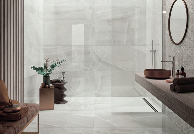 Urban Zebra Onyx Porcelain Tile Greige view 3