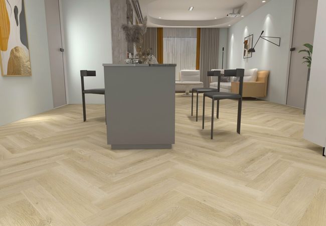 Woden Herringbone Vinyl Plank H04 Light Champagne