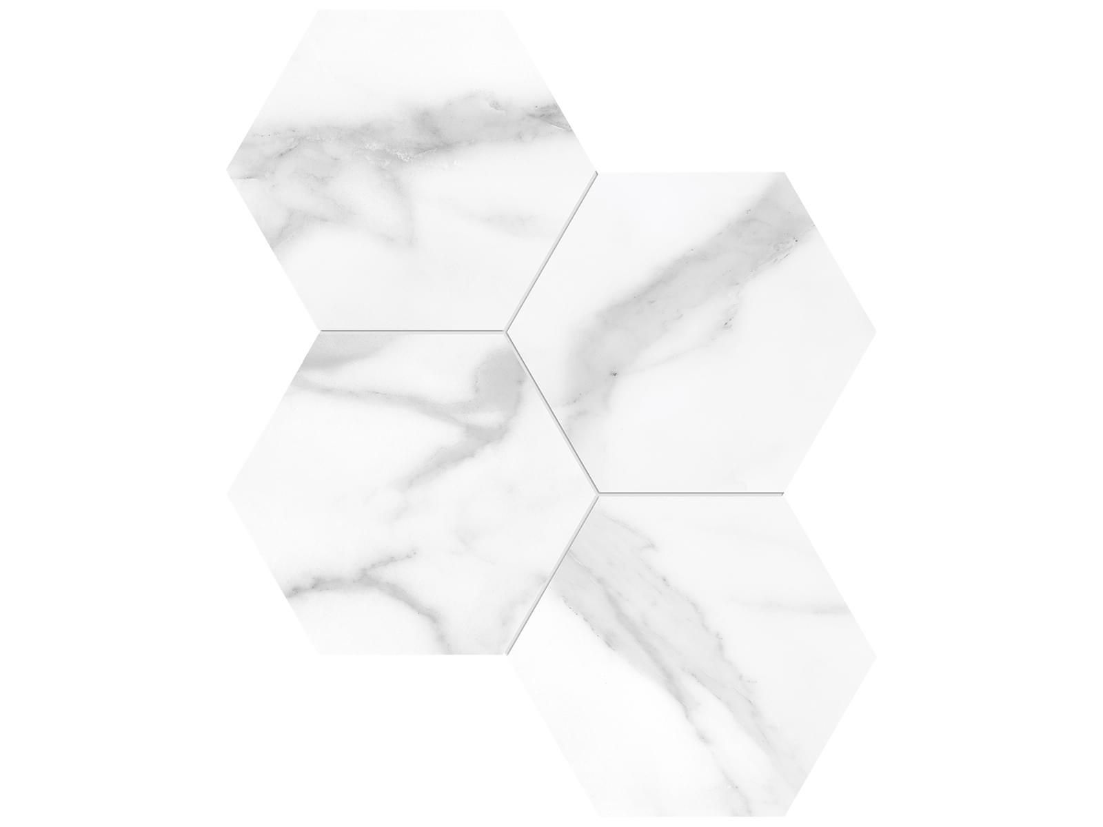 Anatolia La Marca Statuario Nuovo Hexagon Polished Mosaic 6", Anatolia Tile & Stone